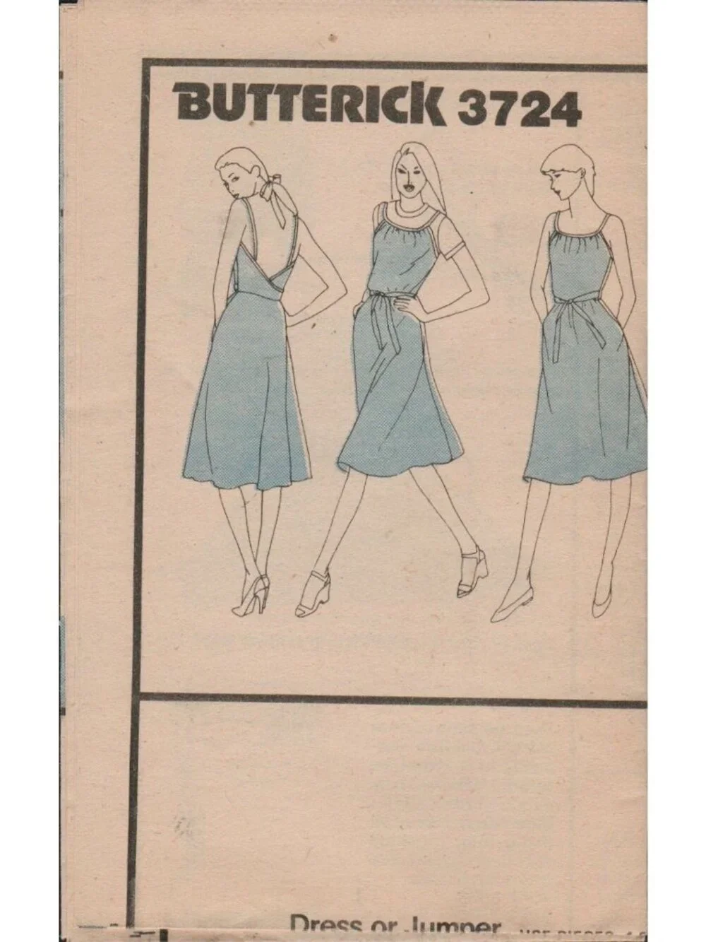 Butterick 3724 Easy Back Wrap Sun Dress & Jumper Pattern Size 14 16 18 Uncut Vtg